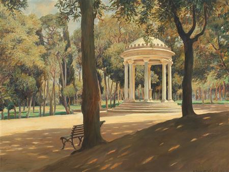 Summer day near Tempietto di Diana in the Villa Borghese Gardens