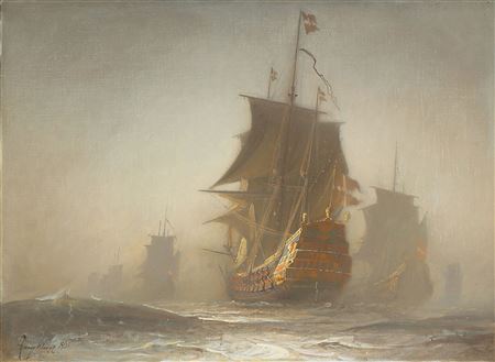 Marine with Danish warships