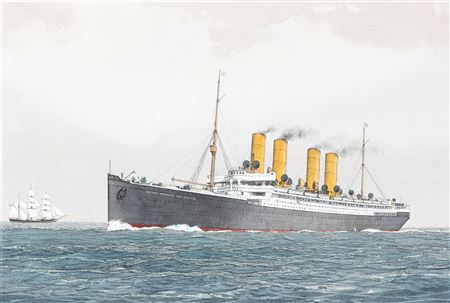 Seascape with the ocean liner Kaiser Wilhelm der Grosse