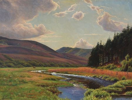 Summer landscape from Jutland in Denmark by Emil Wennerwald - Auction record, sale price, and art valuation. Compare with similar artists and explore comparable artworks.