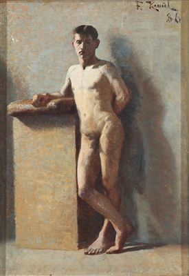 A nude male by Fritz Kraul - Auction record, sale price, and art valuation. Compare with similar artists and explore comparable artworks.
