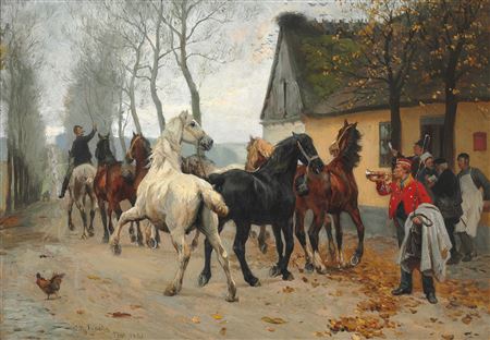 Sample artwork by Otto Bache (1839 - 1927), known for realist paintings of danish history, dogs, cows, farner figures, portraits - View similar artists and auction records