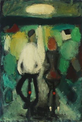 Two cyclists on a village road