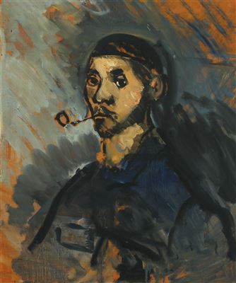 Portrait of Borge L Knudsen: Self portrait with pipe