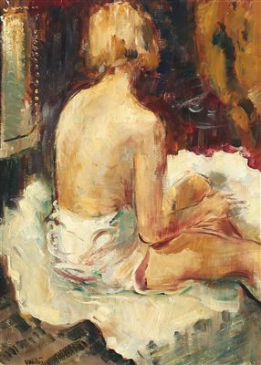 Interior with seated woman