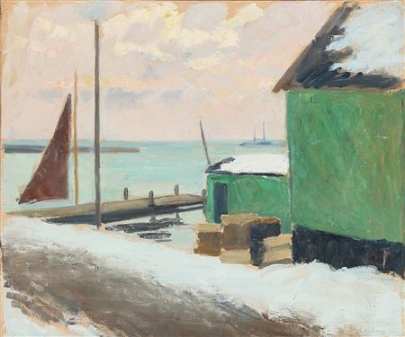 Scene from the harbour on a winter morning