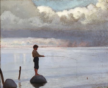 A boy fishing