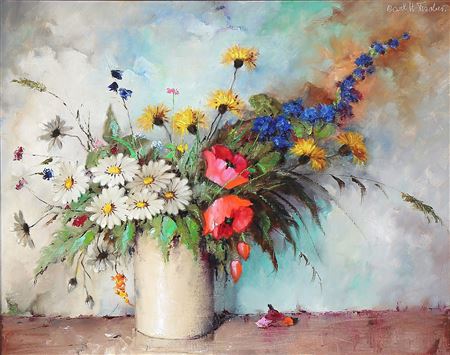 Still life with flowers in a vase