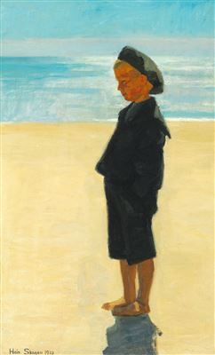 A young boy Otto Svendsen on the beach, Skagen