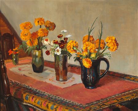 Flowers on a table in the family home, Markvej, Skagen