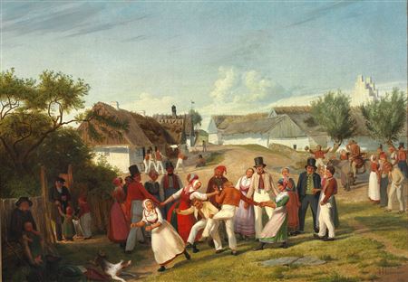 Young people dancing in the village