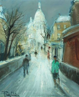 View over Montmartre with Sacré Coeur in the background