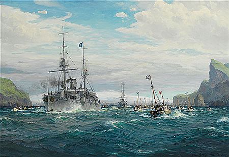 The Westmanna fishing fleet wellcoming "Valkyrien"