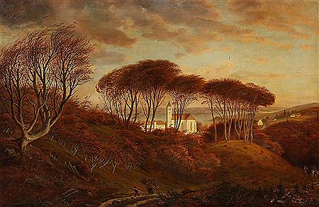 Landscape with Mariager Church in Jutland