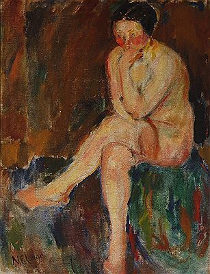 Seated Nude and sketch of a female model on the reverse