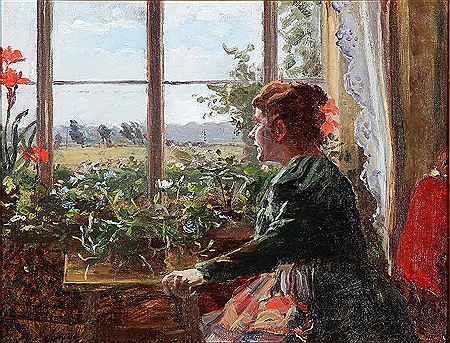 A girl waiting by the window.