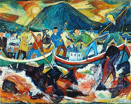 Whale killing scenery