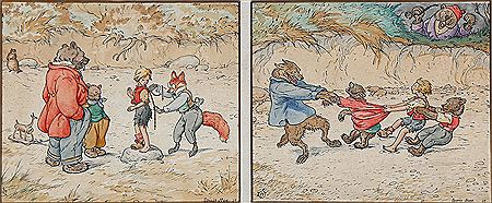 Eight animal scenes, mounted in four frames
