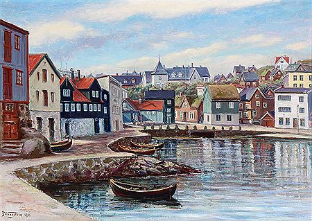 View of Tórshavn. by Joen Waagstein - Auction record, sale price, and art valuation. Compare with similar artists and explore comparable artworks.