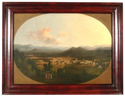 View of Asheville, North Carolina view includes one structure still standing (Ravenscroft School)
