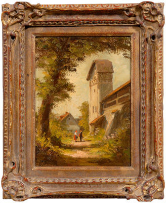 Two figures on a path