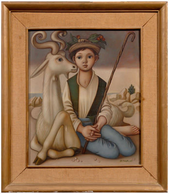 Shepherd with a goat