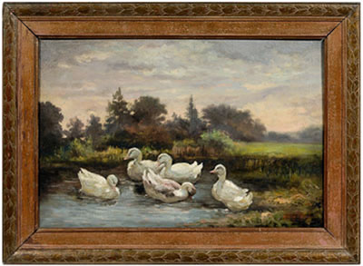 Baby ducks in landscape