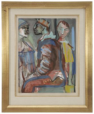 Seated Harlequin with Two Figures