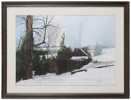 Cabin in the Snow by Richard Loehle - Auction record, sale price, and art valuation. Compare with similar artists and explore comparable artworks.