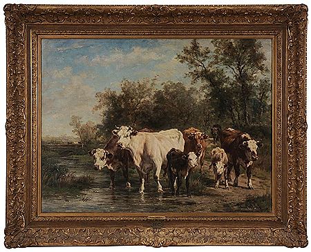 Cows Crossing Stream