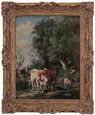 Cows and Sheep on a Path