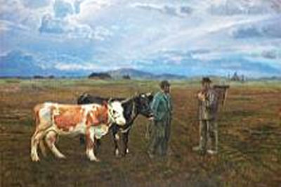 Sample artwork by Niels Pedersen Mols (1859 - 1921), known for landscape painting, rural genre, animals - View similar artists and auction records