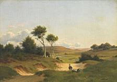 A Hilly Summer Landscape with a Man