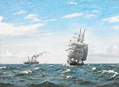 Sailing Ship and a Steamer in Open Sea by Christian Benjamin Olsen - Auction record, sale price, and art valuation. Compare with similar artists and explore comparable artworks.