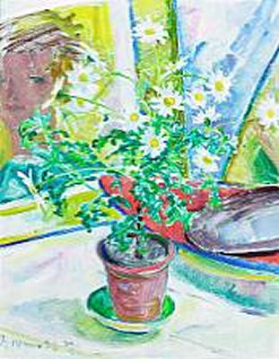 White Flowers in a Pot