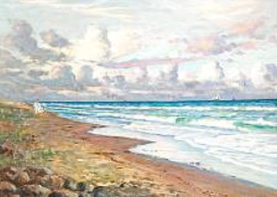 Two young boys in sailors clothes on Skagen Beach