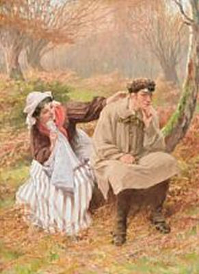 A young girl teases her boyfriend with a straw