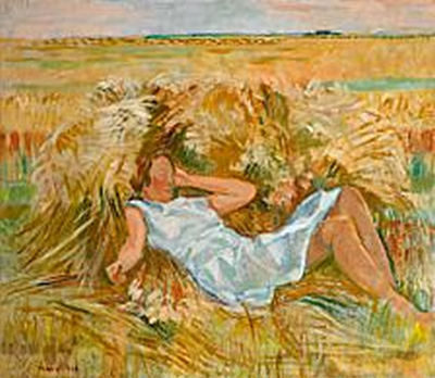 Landscape with young woman