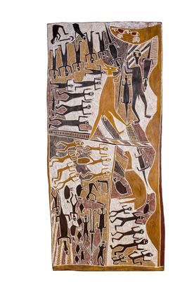 Sample artwork by Munggurraway Yunupingu (1907 - 1979), known for aboriginal painting - View similar artists and auction records