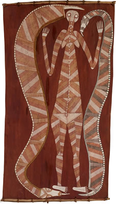 Sample artwork by David Milaybuma (c.1938 - 1983), known for aboriginal painting - View similar artists and auction records