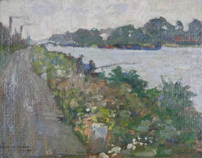 Boys, fishing at the canal.