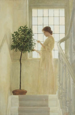 Woman at the window near a staircase by Sonia Abeloos - Auction record, sale price, and art valuation. Compare with similar artists and explore comparable artworks.