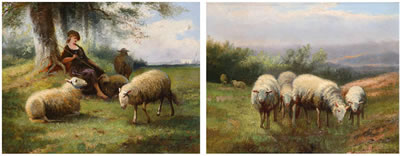 Pastoral scene with shepherdess and sheep (2)