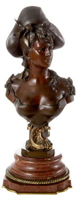 Bust of a young woman with hat