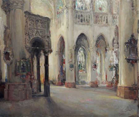 Binnengezicht der Sint-Gummaruskerk te Lier