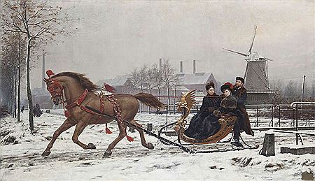 De familie Meeùs-Honnorez met hun dochter in paardenslee voor de stokerij van Wijnegem by Karel Ooms - Auction record, sale price, and art valuation. Compare with similar artists and explore comparable artworks.