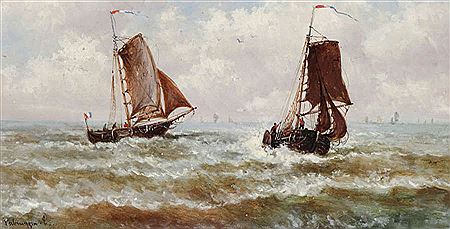 Marine with sailing ships