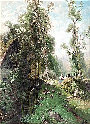 Goatherd near a watermill