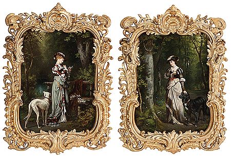 Young lady with dog in the park (pair)