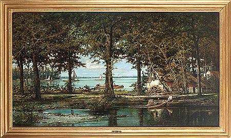 Fisherman near watermill and yachts in the distance by Louis Pulinckx - Auction record, sale price, and art valuation. Compare with similar artists and explore comparable artworks.